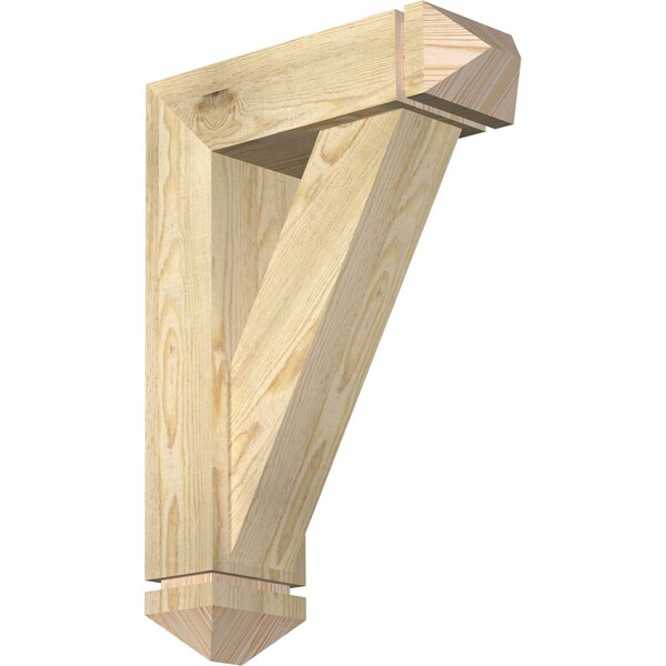 Ekena Millwork Traditional Arts and Crafts Rough Sawn Bracket w/ Offset Brace, Douglas Fir, 6"W x 18"D x 26"H BKT0604X18X26TRA03RDF - main
